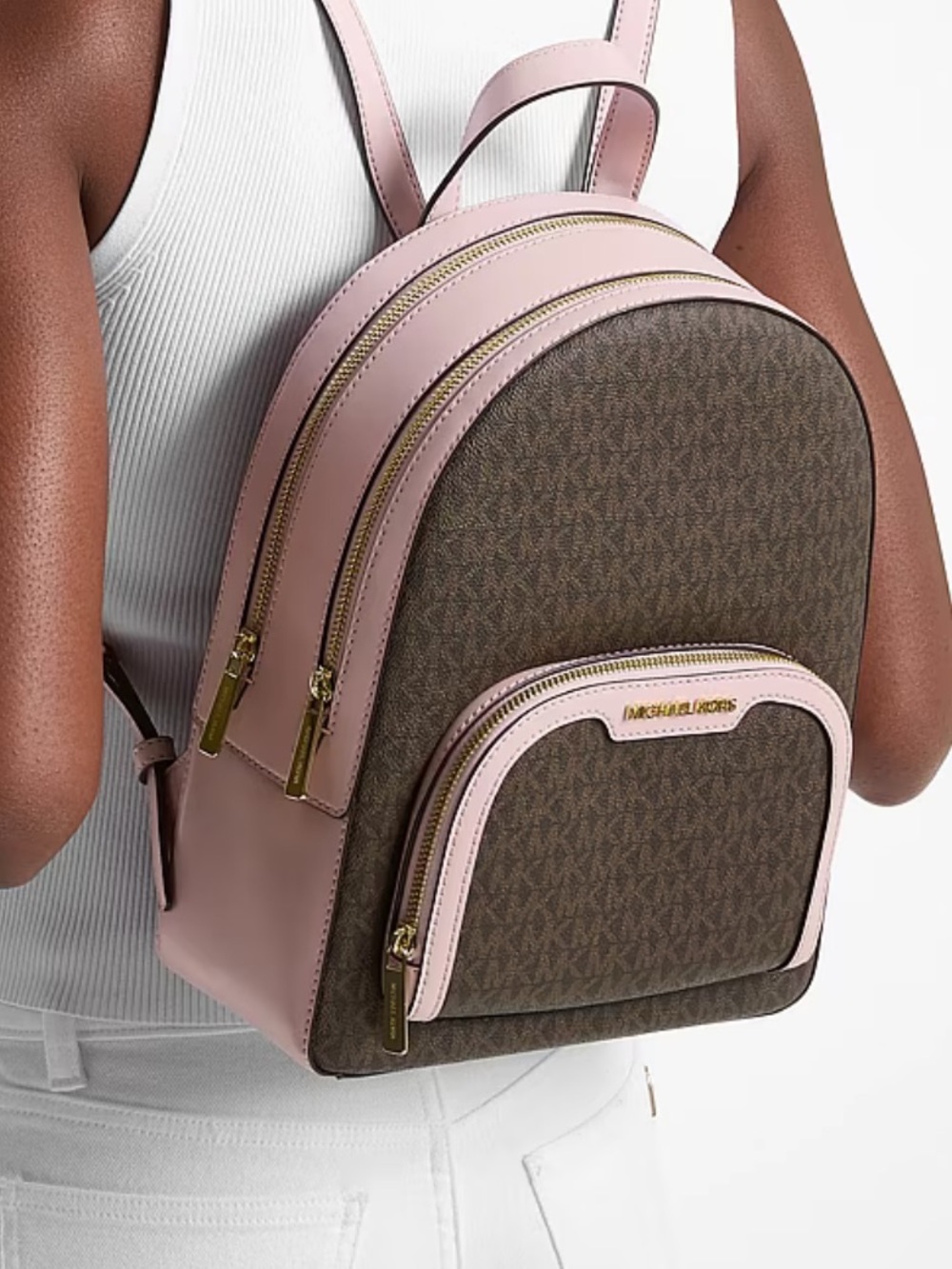 Michael Kors Jaycee Medium Zip Pocket Logo Backpack
Powder Blush 
NWT